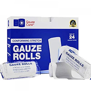 Gauze Rolls Pack of 24 – Premium Quality Lint and Latex-Free 4 inches x 4.1 Yards Conforming Stretch