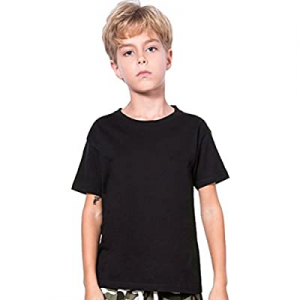 One Day Only！Y·J Back home Unisex Kids Quality Cotton Tees White and Black Baisc Shirt now 40.0% o..