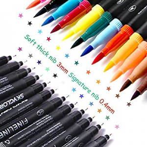 Dual Marker Brush Pens Art Pens now 80.0% off , 24 Dual Tip Markers Set Coloring Pens Brush Pens f..