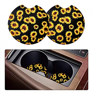 One Day Only！2 Pack Car Coasters for Drinks Absorbent - 2.75 Inch Cute Car Cup Holder Coasters for..