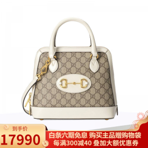 立减CNY￥450,GUCCI古驰女包1955系列 手提包单肩包斜挎包奢侈品包包 马衔扣1955帆布白边款【现货】