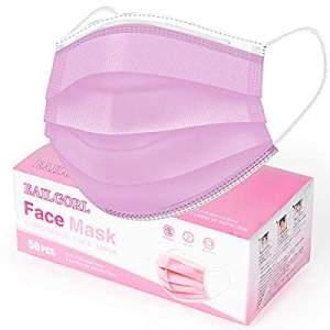 Face Mask Pink, Disposable Face Masks, 3 Layer Design Protection Breathable Face Masks with Elastic