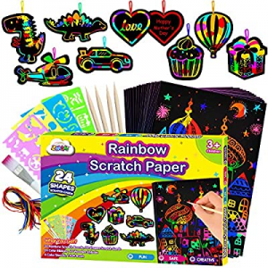 50.0% off ZMLM Scratch Paper Craft kits: Rainbow Scratch Magic Color Drawing Pad Kid Preschool Bul..
