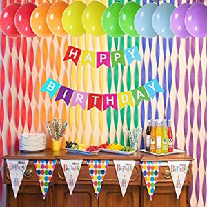 Happy Birthday Balloon Banner now 50.0% off ,Color Happy Birthday Banner with Rainbow Assorted Blu..