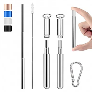 Reusable Portable Collapsible Straws now 50.0% off , Telescopic Metal Straws Stainless Steel Drink..