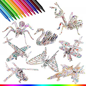 One Day Only！Bessmate 3D Coloring Puzzle Set now 50.0% off , 8 Pack Painting Puzzles with 24 Pen M..