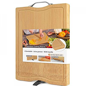 One Day Only！Organic Bamboo Cutting Board for Kitchen with Juice Groove now 40.0% off ,Upright Sta..