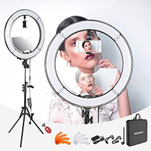 Neewer LED Ring Light 18-inch Outer Diameter with Top/Bottom Dual Hot Shoe now 45.0% off , Mirror,..
