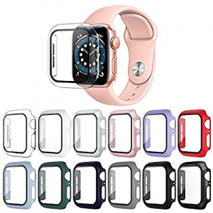 OMEE 12 Pack Apple Watch Case 38mm Series 3/2/1 with Tempered Glass Screen Protector, Ultra-Thin Har