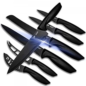 Kitchen Knife Set -Kitchen Knives - 7 Pieces Stainless Steel Black Kitchen Knives for Chefs now 30..