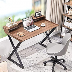 One Day Only！GreenForest Computer Desk with Hutch 47 inches Modern Home Office Writing Desk Study ..