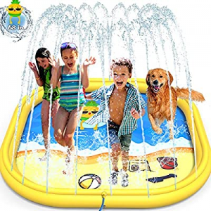 GiftInTheBox Splash Pad  now 15.0% off ,68 Inch Sprinkler Splash Pad Toys for Dogs and Kids, Infla..