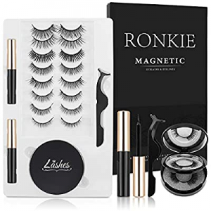 RONKIE Magnetic Eyelashes and Eyeliner with Portable Lashes Storage Case -10 Pairs Reusable False ..