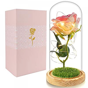 50.0% off Beferr Beauty and The Beast Rose Enchanted Flower with LED Light in Glass Dome for Chris..