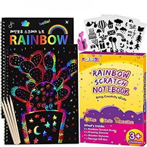 50.0% off pigipigi Rainbow Scratch Paper for Kids - 2 Pack Scratch Off Notebooks Arts Crafts Suppl..