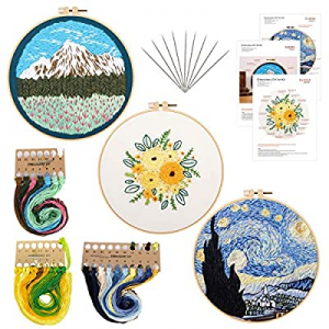Moyisea Embroidery Starter Kit for Adults and Kids now 55.0% off , 3 Pack Cross Stitch Kit Include..