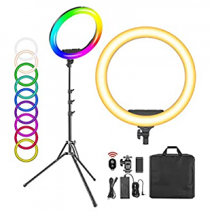Neewer 19-inch RGB LED Ring Light with Stand now 36.0% off , 60W Dimmable Bi-Color 3200K-5600K CRI..