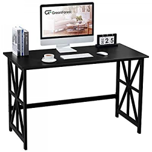 GreenForest Computer Desk 47 ‘’ Heavy Duty Study Writing Desk Workstation for Home Office, Black n..