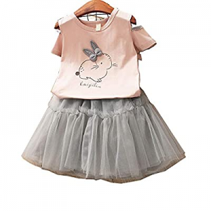 Toddler Kid Baby Girls Rabbit Outfits Short Sleeve T-Shirt Top+ Tutu Skirt Clothing Set now 50.0% ..