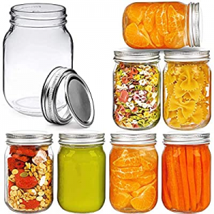 One Day Only！Regular Mouth Glass Mason Jar with Lid and Band,16 oz,set of 8 now 60.0% off 