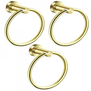 Bath Towel Rings Holder SUS 304 Stainless Steel,Wall Mount,3-Pack,Brushed Gold now 70.0% off 