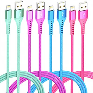 One Day Only！75.0% off 4Pack(6/6/6/6FT) Lightning Cable iPhone Charger 4Colors(Purple Blue Rose Gr..