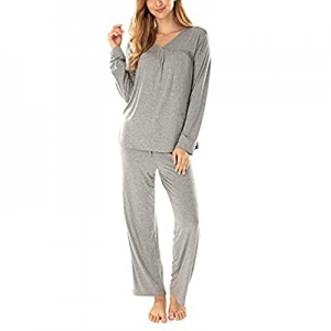 MANCYFIT Womens Pajamas Set Long Sleeves Sleepwear Ultra-Soft Pj Set V Neck Top with Pants now 40...