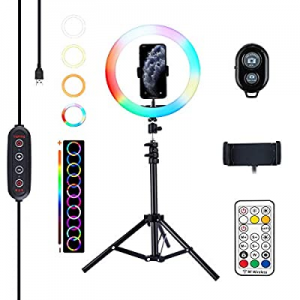 Letyet 10” RGB Selfie Ring Light with Tripod Stand and Phone Holder now 40.0% off ,for Live Stream..