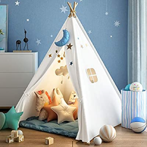 25.0% off Wilwolfer Teepee Tent for Kids Foldable Children Play Tents for Girl and Boy with Carry ..