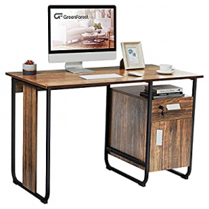GreenForest Writing Desk with Drawer and Cabinet 47 inch for Student now 60.0% off , Industrial St..
