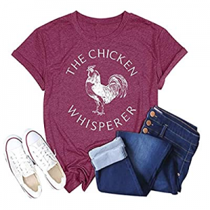 Women The Chicken Whisperer T-Shirt Funny Farm Chicken Graphic Tops Casual Short Sleeve Tee Tops n..