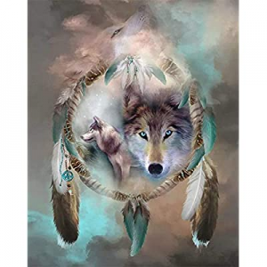DIY 5D Wolf Diamond Painting Kits for Adults now 50.0% off , Full Drill Cross Stitch Crystal Rhine..