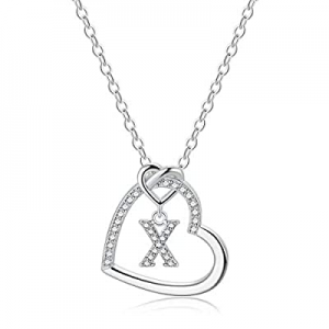 CZ Heart Pendant Initial Necklaces now 60.0% off , 14K Gold Filled Heart Initial Necklaces for Tee..