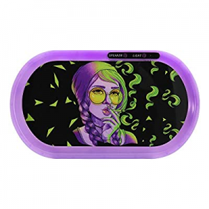 BOUNOUS Bluetooth Speaker LED Rolling Tray now 50.0% off , The Light Up Rolling Glow Tray with 7-C..