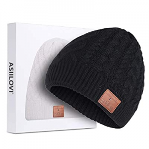 ASIILOVI Bluetooth Beanie, Bluetooth 5.0 Wireless Winter Warm Knit Hats Cap with Double Fleece Lined