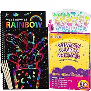 40.0% off pigipigi Rainbow Scratch Paper for Kids - 2 Pack Scratch Off Notebooks Arts Crafts Suppl..