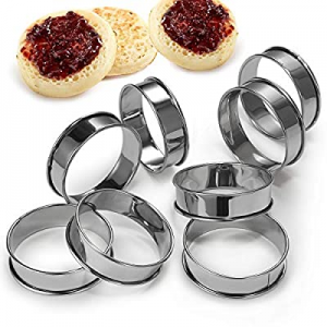 YOJOB English Muffin Rings now 50.0% off , Stainless Steel Muffin Rings, 8 Pieces 3.15 Inch Metal ..