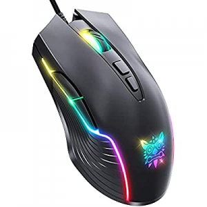 ONIKUMA Gaming Mouse Wired, Gaming Mice with 7 Programmable Buttons, Chroma RGB Backlight, 6400 DPI