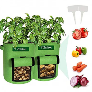 Potato Grow Bags now 75.0% off , 2 Pack Heavy-Duty Plant Grow Bag with Dual Handles and Velcro Win..
