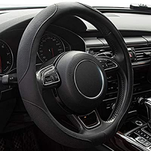 One Day Only！WHHW Steering Wheel Cover for Men Black Universal Microfiber Leather now 39.0% off , ..