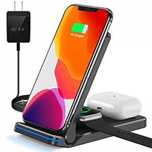 Wireless Charger, 3 in 1 Wireless Charger Station for iWatch, AirPods Pro/2, Qi Fast Foldable Wirele
