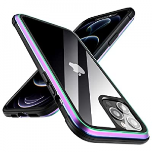 Meifigno Compatible with iPhone 12 Pro Max Case, Military Grade Protection, Aluminum Frame, Transpar