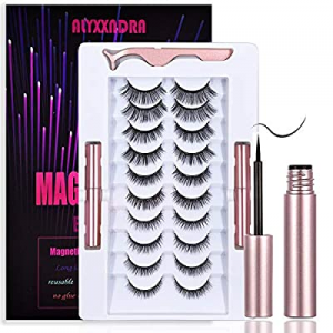 Magnetic Eyelashes With Eyeliner Kit,10 Pairs Eyelashes Magnetic 2021 Upgraded 3D Fluffy Natural Wat