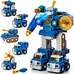 One Day Only！10.0% off Take Apart Robot Toy Vehicle Set 5 in 1 Construction Toys for 5 Year Old Bo..