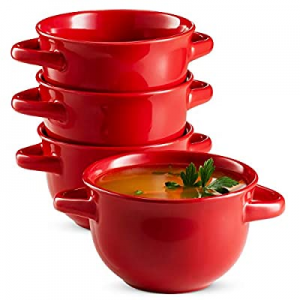 Soup Crocks with Handles, Ceramic Make, Soup, Chilli, by KooK, 18 oz, Set of 4 (Red) now 50.0% off 