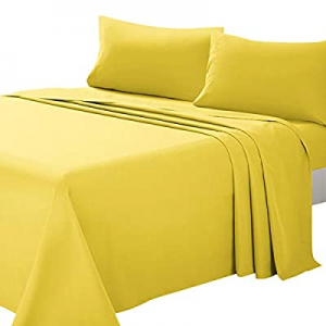 ARTALL Brushed Microfiber Bed Sheet Set 4-Piece 1800 Bedding - Full, Yellow now 50.0% off 
