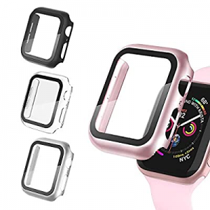 4 Pack Apple Watch Case 40mm Series 6/5/4/SE with Termpered Glass Screen Protector,Ultra-Thin Hard P