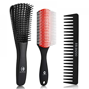 O BRUSHZOO Detangling Brush for Curly Hair, Detangler Brush for Natural 3/4abc Hair, Hair Brushes fo