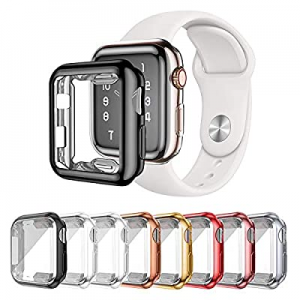 LOBKIN 8 Pack Apple Watch case with Built-in HD Clear Ultra-Thin TPU Screen Protector Cover Compatib