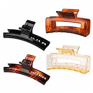 UNAOIWN Large Hair Claw Clips for Thick Hair, Acrylic Hair Clips Banana Rectangle Barrettes, Butterf